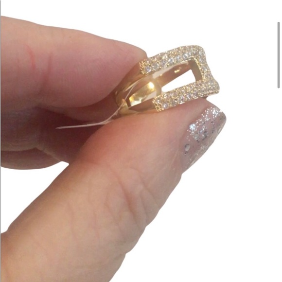 18K Gold Plated Pave CZ Stone Double Band Ring Size 7 Brand New - Picture 6 of 14